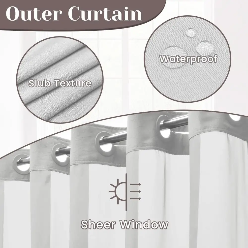 Hookless Textured Shower Curtain Set 2