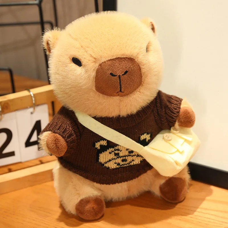 Sollee Peluche di Capibara, Peluche di Capibara | Peluche Morbida e coccolosa da abbracciare,Zaino da Trasporto con Vestiti, animaletto di Peluche ripiene per Ragazzi e Ragazze