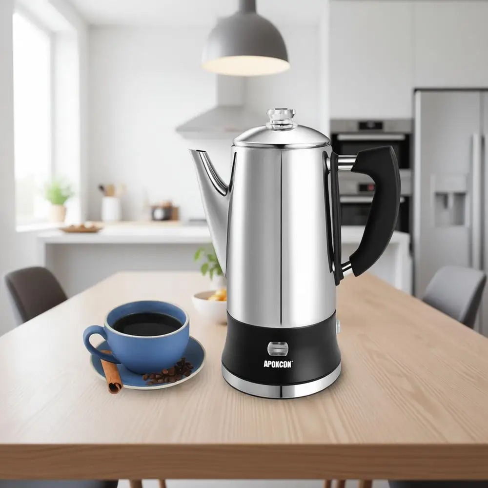 Electric Coffee Percolator Stainless Steel Coffee Maker with Clear Brew ...