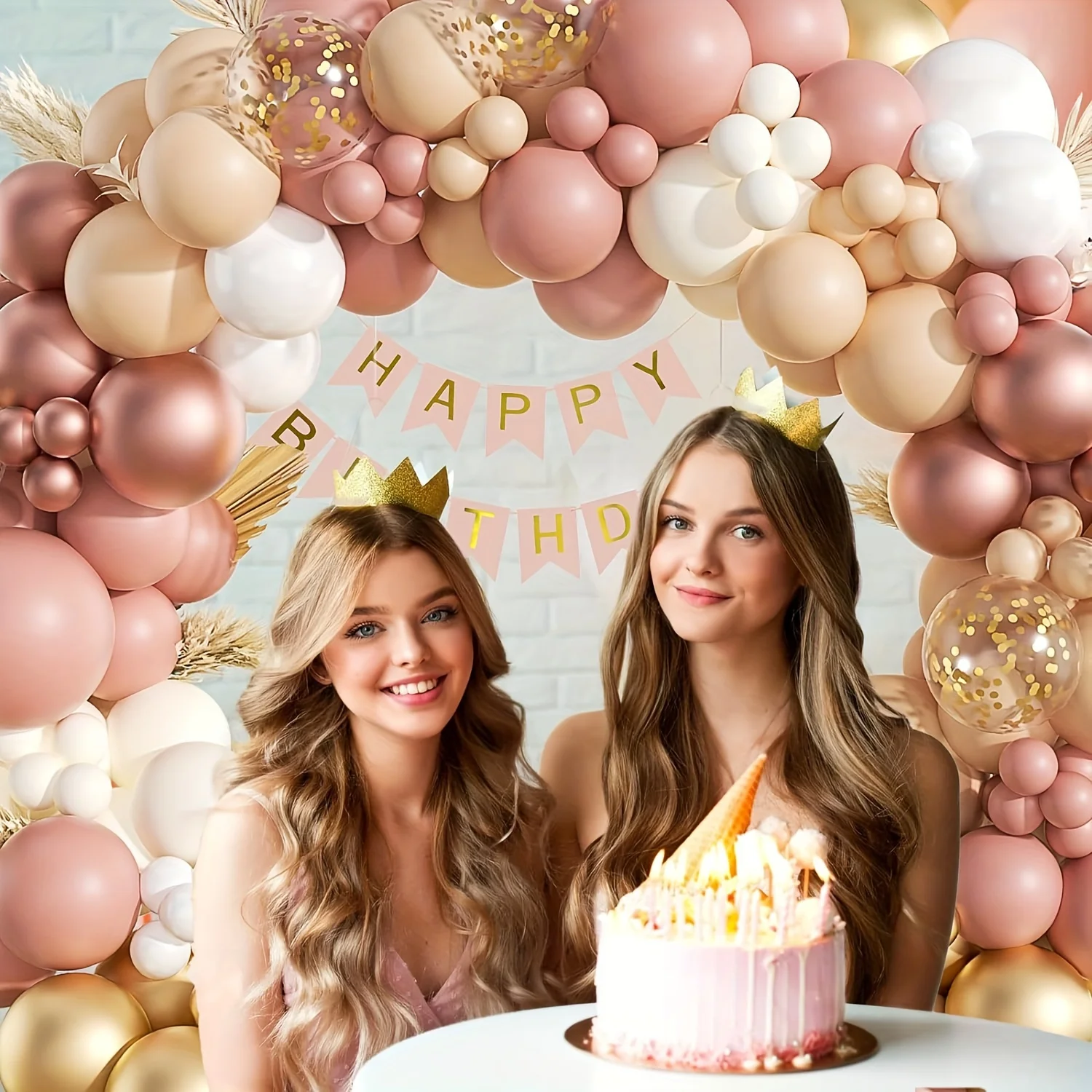Description Picture 4 of item112pcs Boho Balloons Garland Arch Kit Blush Pink Nude Rose Gold Balloons for Baby Shower Wedding Birthday Party Decorations