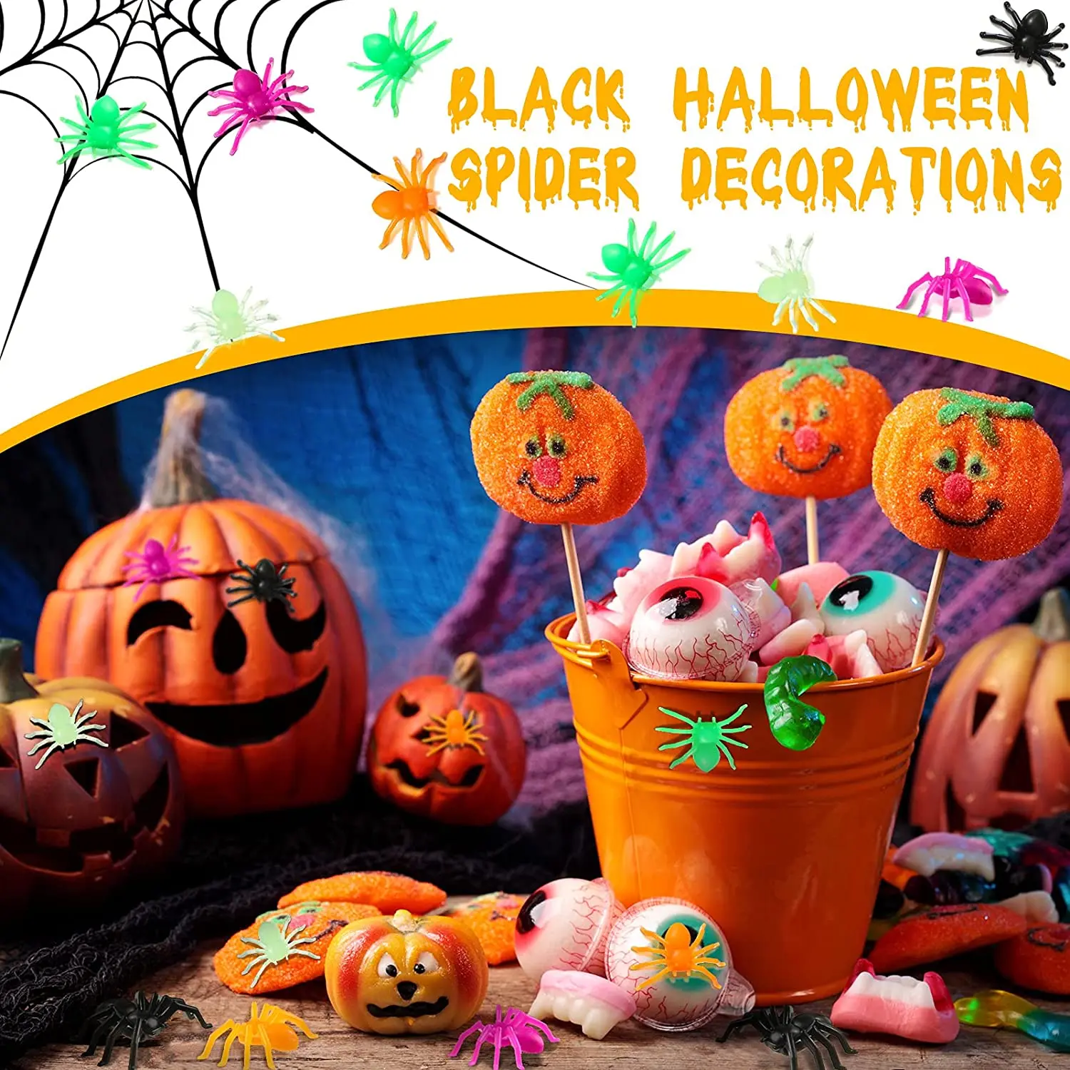 100-Piece Plastic Spiders - 4 Colors For Halloween Decor And Pranks