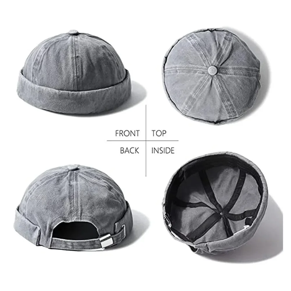 Washed Docker Beanie Brimless Cap Hat Without Visor Solid Color Retro Vintage Street Style Spring Autumn Outdoor Gorras