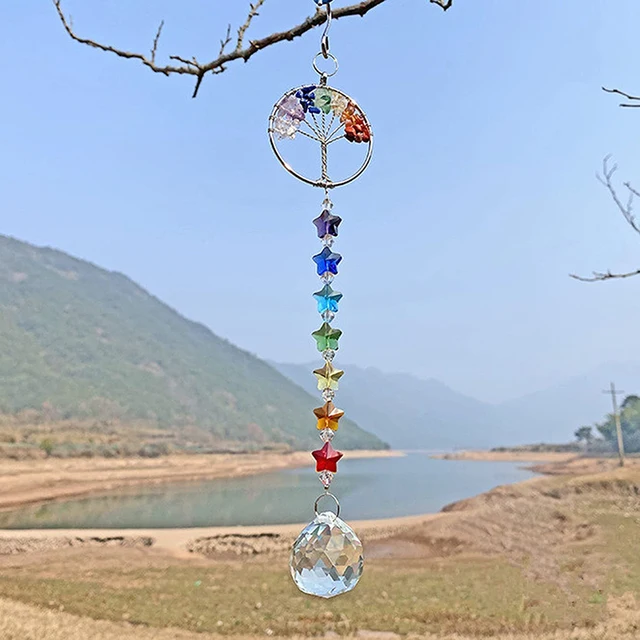 Az Élet Fája Suncatcher Kristálygömb Prizma Medál Szivárványkészítő Lógó Napsütő Drágakövek Ablak Dísz Otthoni Kerti Dekoráció - Image 2