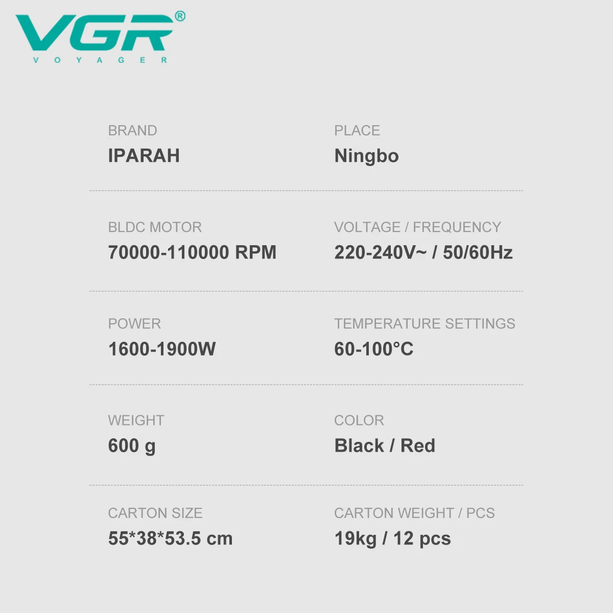 VGR Leafless Hair Dryer Professional Blow Dryer Brushless Motor 110000 RPM Suitable for Home Salons Powerful Hair V-401