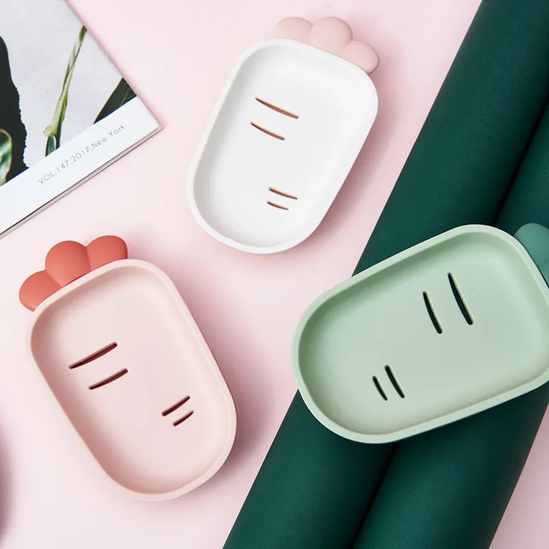 

1PC Soap Box Cute Carrot Shape Drain Soap Holder Box Bathroom Shower Soap Holder Dish Storage Plate Tray Bathroom Supplies