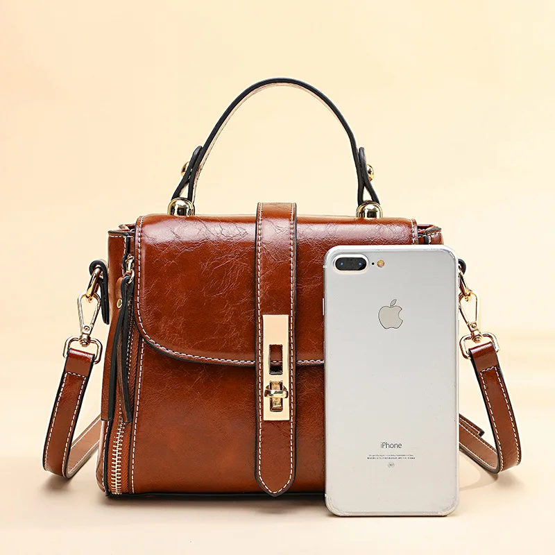 Genuine Leather Women bag Luxury Handbags Double Zipper Ladies Shoulder Bags Lock decoration Real Cowhide Handbag Bolso de mano