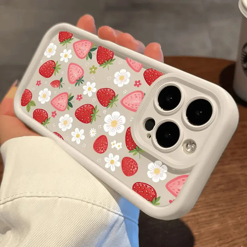 Cute Cartoon Cherry Strawberry Pattern Silicone Phone Case Cover