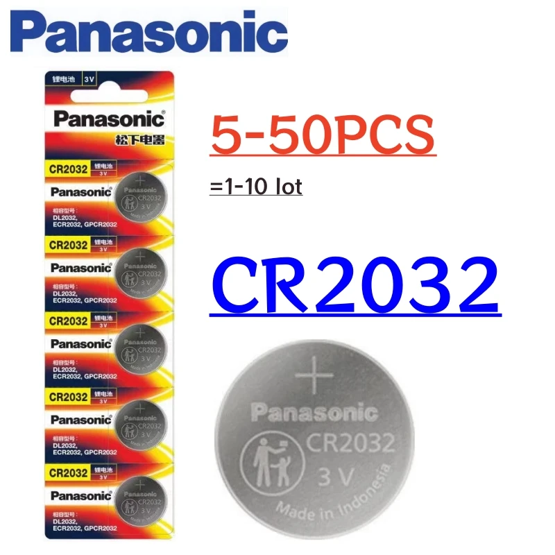PANASONIC CR2032 3V Lithium Battery 5-50PCS For Watch Calculator Clock Remote Control Toys Button Coins Cell