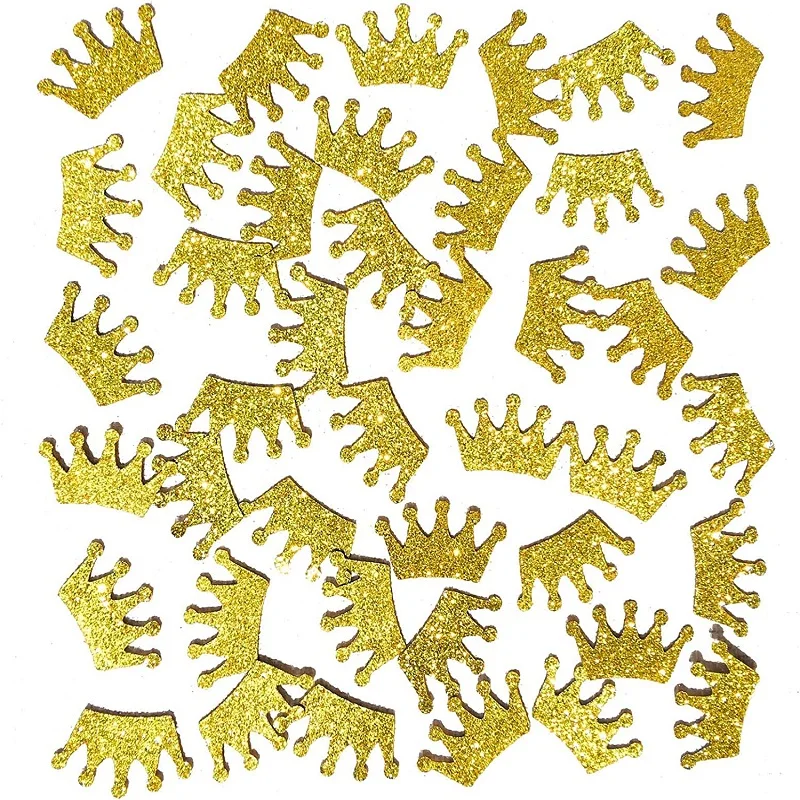 Party Decorations Paper Confetti 100pcs Gold Glittery Prince King Crown Confetti for Baby Shower Party Decorations