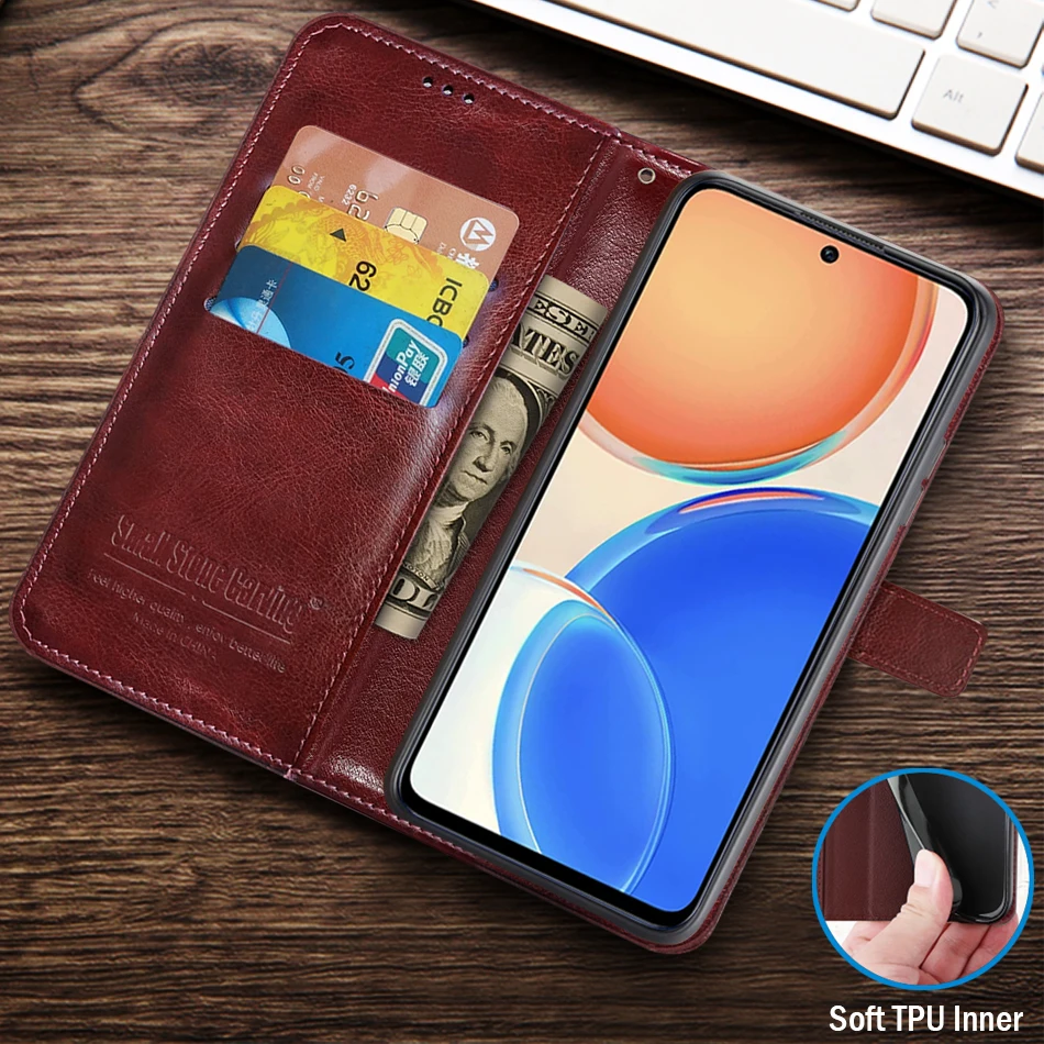 Leather Flip Wallet Phone Case with Stand and Card Holder