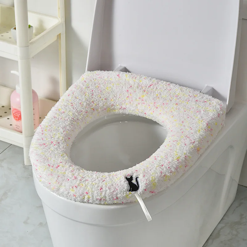 Abcsea 3 Pezzi Coprisedile per WC, Coprisedili Igienici Peluche, Cuscino Coprisedile WC, Assorbenti per WC, Lavabile con Acqua, Rosa