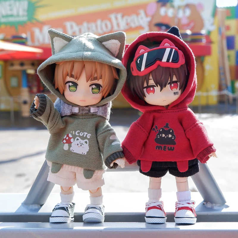 Ob11 Doll Clothes Cute Cat Coats Dolls Hoodies Sweatshirts With Cat Pattern For Obitsu11, Molly, Gsc Body, Ymy, 1/12bjd Doll 3