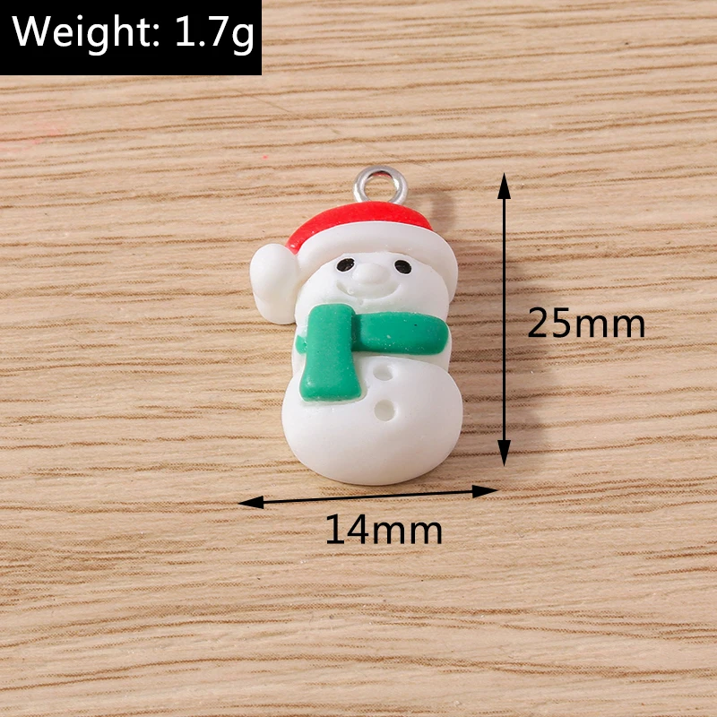 Tusember 10 Stück Harz-Weihnachtsanhänger, frohe Weihnachten, süßer Weihnachtsmann, Hirschglocke, Schneemann-Anhänger für Ohrringe, Halsketten-Versorgung – Detail 8
