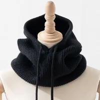 RICYGVM Collar One Piece Knit Woolen Hat Fashion Balaclava Hats Couple Winter Warm Neck Ear Protection Cap Scarf Hooded Beanies 2