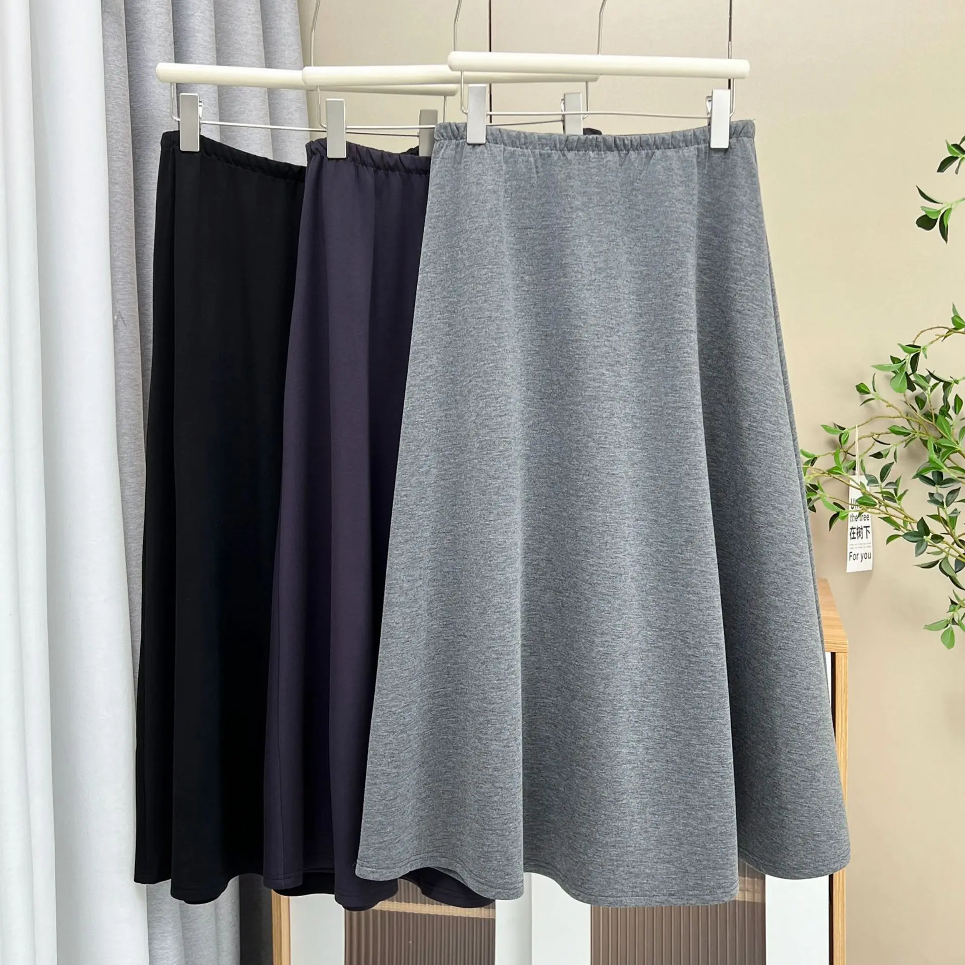 XXXXL Fashion Plus Size Women's Skirt Autumn New Simple Solid Color Soft A-line Skirt