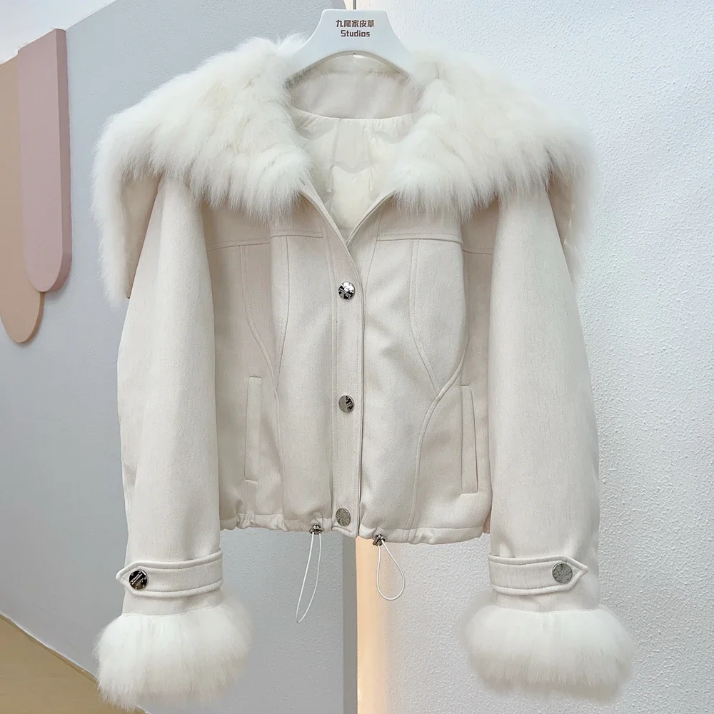 

Winter Down Jacket Women Large Real Fox Fur Collar Short Female Parkas Thick Warm 90% Duck Down Coat Loose