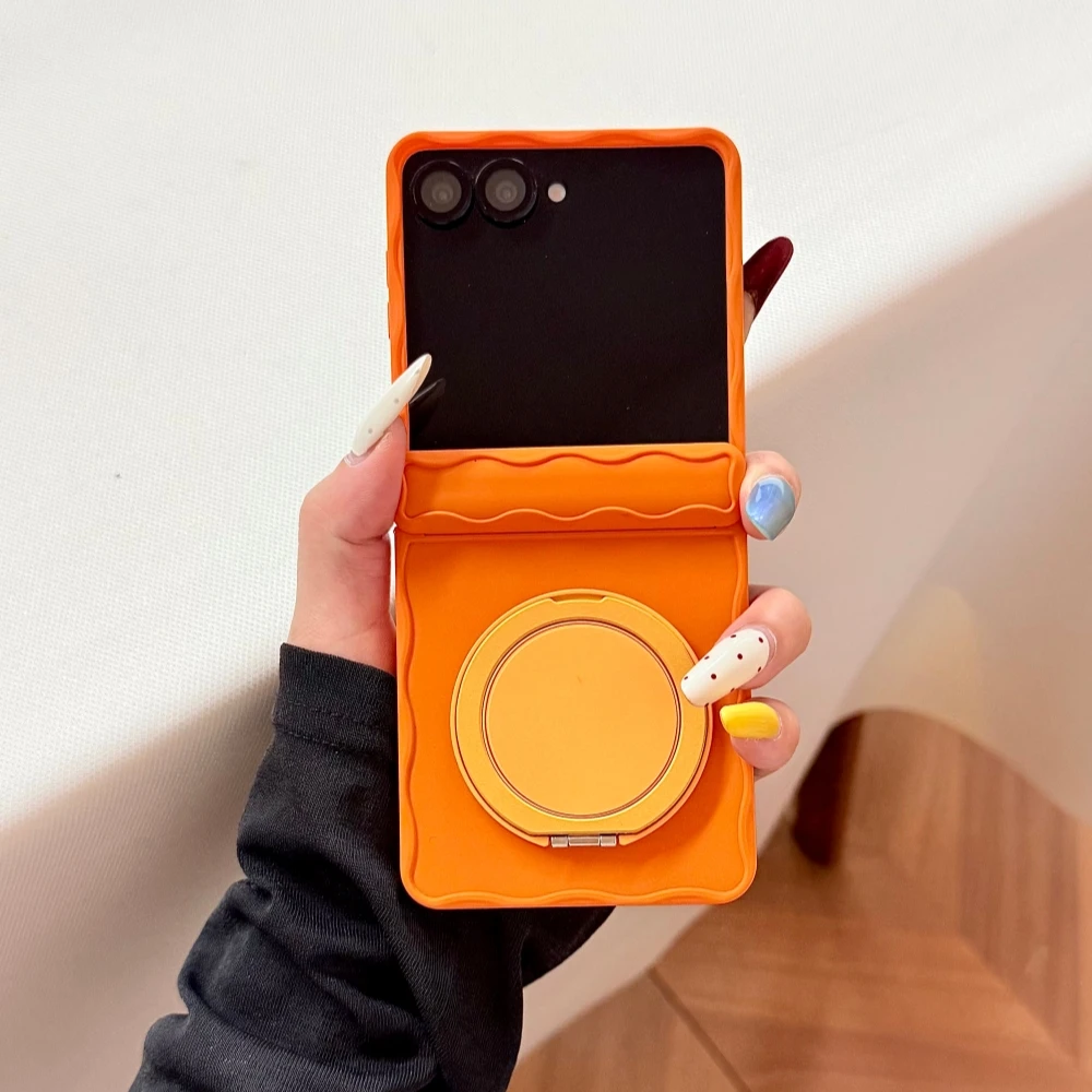 Wave Frame Silicone Matte Bracket Phone Case - Candy Color Shockproof Magnetic Back Cover