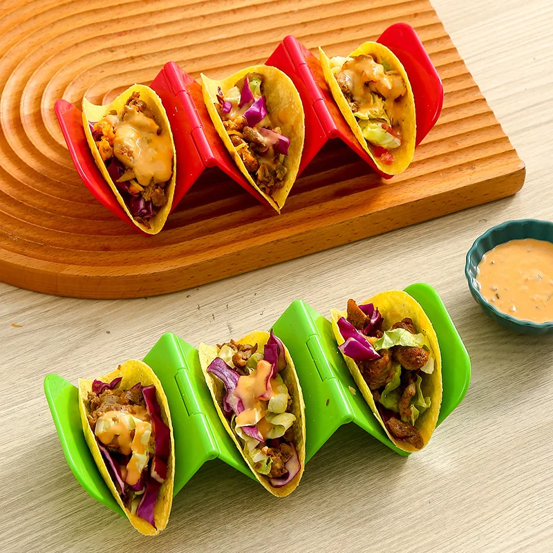 Folding Taco Holder Portability Taco Holder Stand Space Saving Rack Mexican Food Stand Holds Soft Shells Wave Shape Kitchen Tool