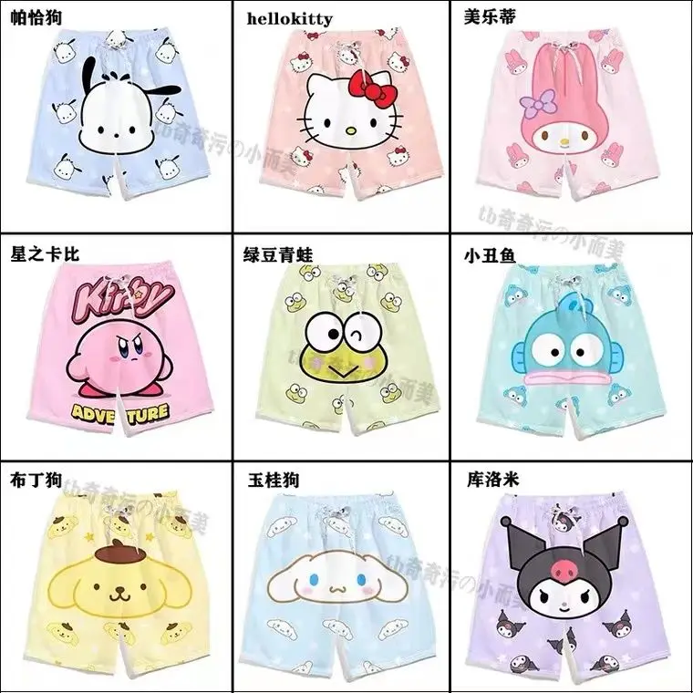 

Sanrio Hello Kitty Shorts Men Women Summer Knee Pants Loose Beach Sweat Shorts Couples Wide Leg Trousers Joker Home Ins Casual