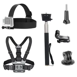 Ultimate Action Camera Accessories Bundle - Head Strap, Chest Harness & Selfie Stick Set for XMV5502