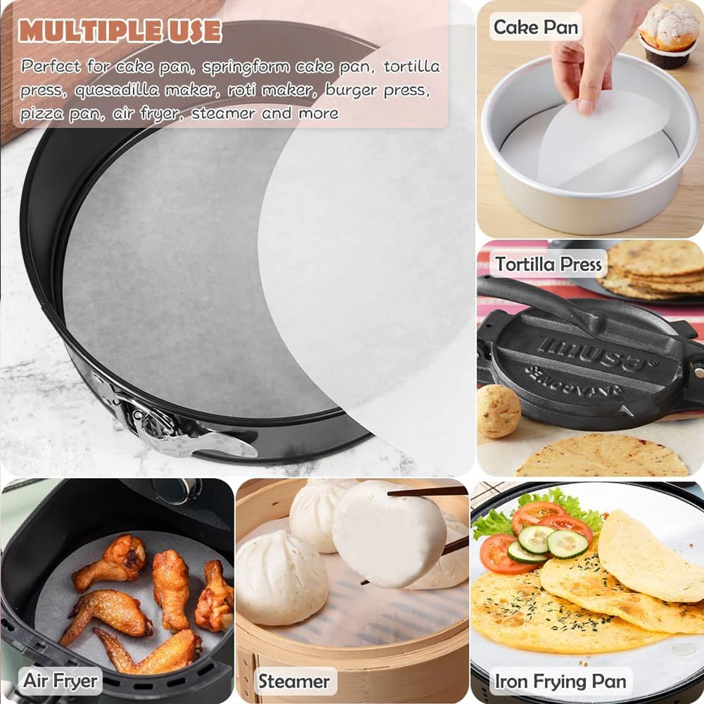 20Pcs Parchment Baking Paper Round 6Inch 8Inch Non-Stick Baking Sheets Paper Cake Cookie