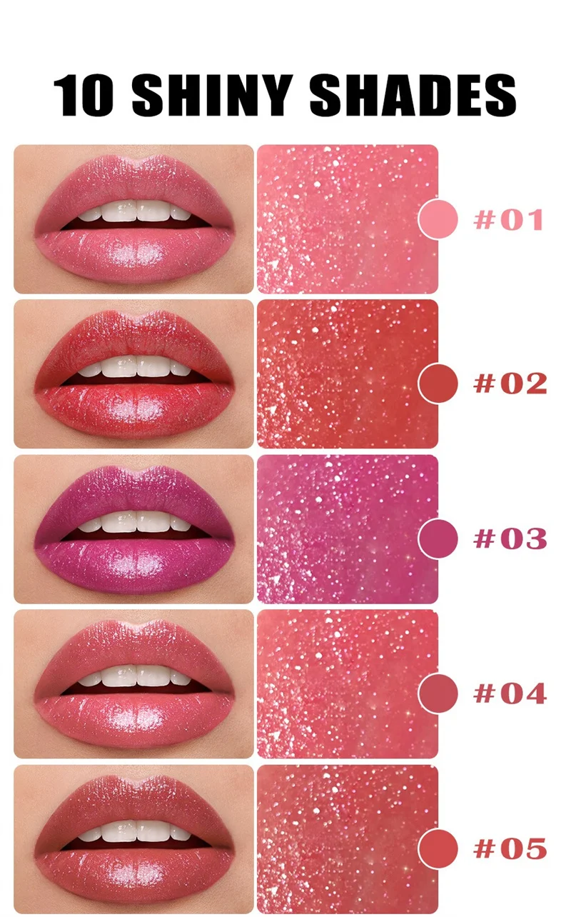 Glitzer Diamant Lippenstift Wasserfest Langanhaltend Feuchtigkeitsspendend_voghion.com