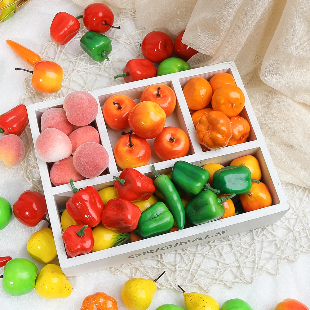 10/20Pcs Foam Artificial Fruit Fruit And Vegetable Simulation for Home Decor Fake Food Apple Lemon Peach Photography Props artificial fruits and vegetables