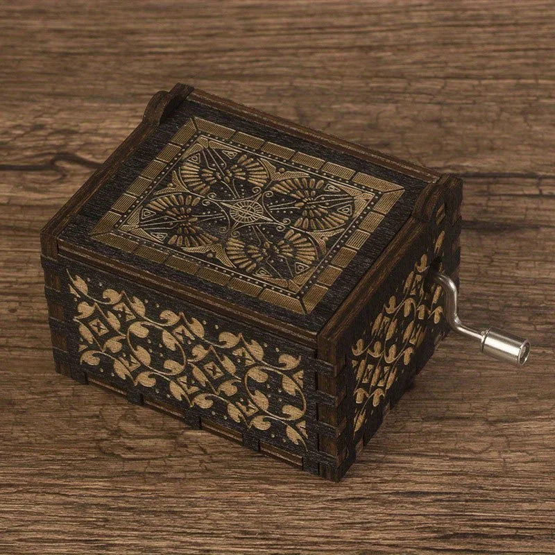 Wooden Music Box, Wooden Vintage Sculpture Hand Shake Music Box Mini Box, Birthday/Christmas/Valentine's Day Gift 4