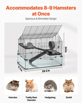 VEVOR Hamster Cage 360° Viewing Transparent Portable Hamster Habitats Ventilated Pet Mouse Cages with Water Bottle for Rats 3