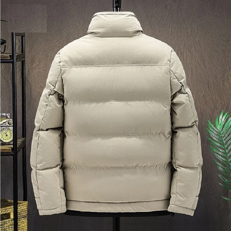 Winter Plus Velvet Stand-up Collar Color Matching Cotton Clothes Mens Fashion Thickened Warm Jacket Outdoor Sports Jacket Men