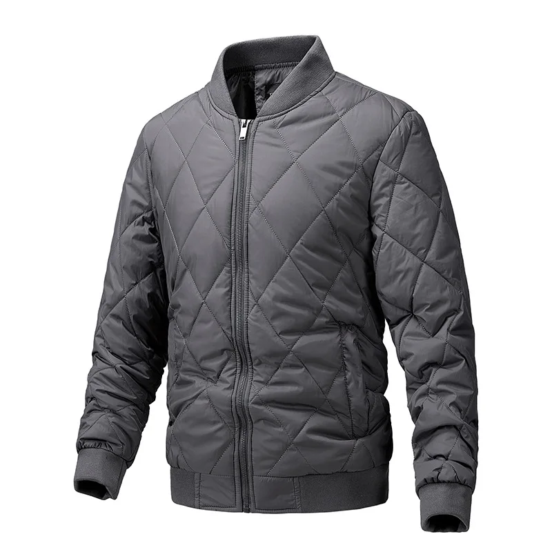 Herbst Jacke Männer Koreanische Mode Plaid Warme Windjacke Männer Stehen Kragen Einfarbig Varsity Jacke Männer Slim Fit Mantel Männlich_voghion.com