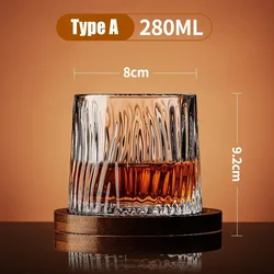 Rotating Crystal Tumbler Whiskey Glass - 280ml (Type A)