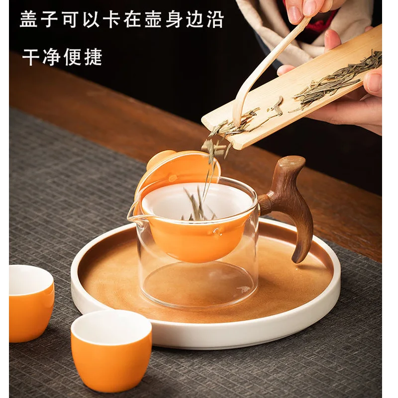 Portable Kung Fu Tea Set Transparent Glass Tea Cup Thickened Filter Outdoor Portable Travel