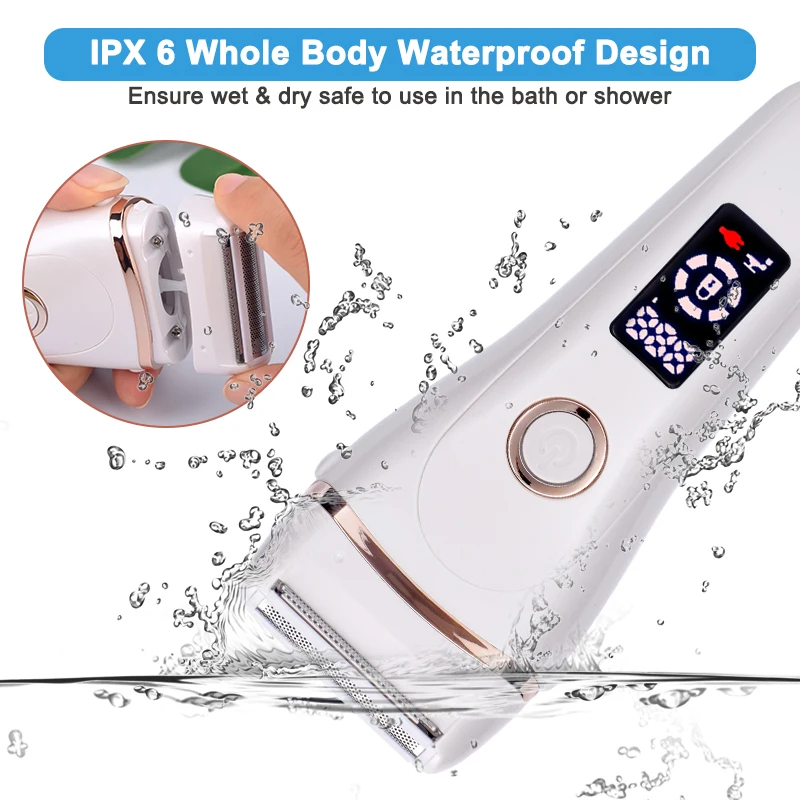 Usb recarregável indolor depilador elétrico remoção de barba mulheres facas de barbear portátil aparador de cabelo feminino lcd_voghion.com
