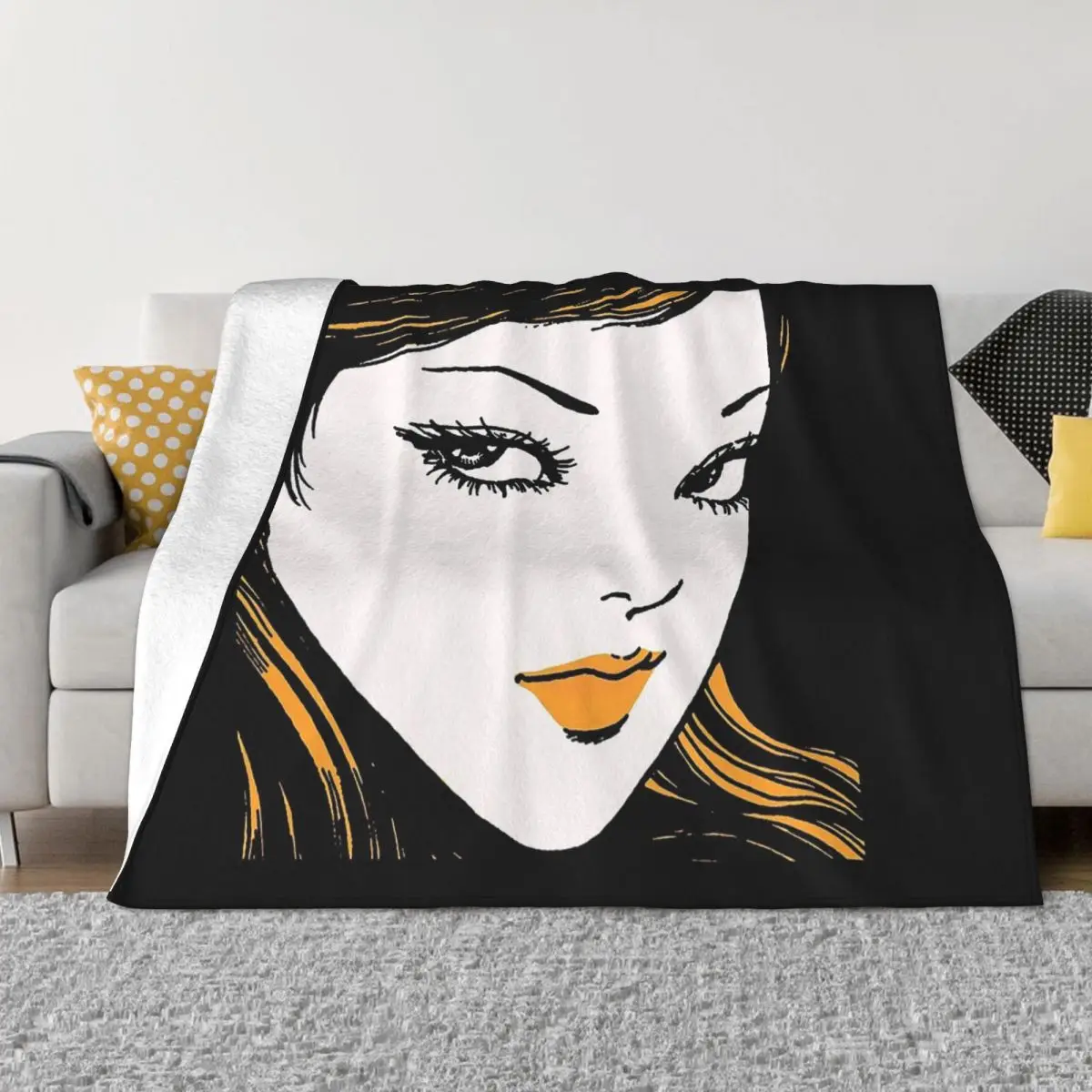 Junji Ito Horro Comic Blanket Flannel Decoration Orange Tomie Girl