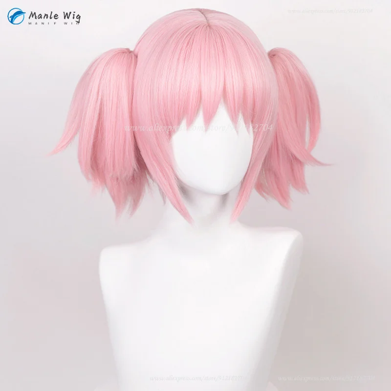 Madoka kaname cosplay wigs Rózsi 30cm Rövid távú csipesz ponytails kaname madoka Anime Paróka cosplay Gabalyodik Ellenálló Szintetikus haja