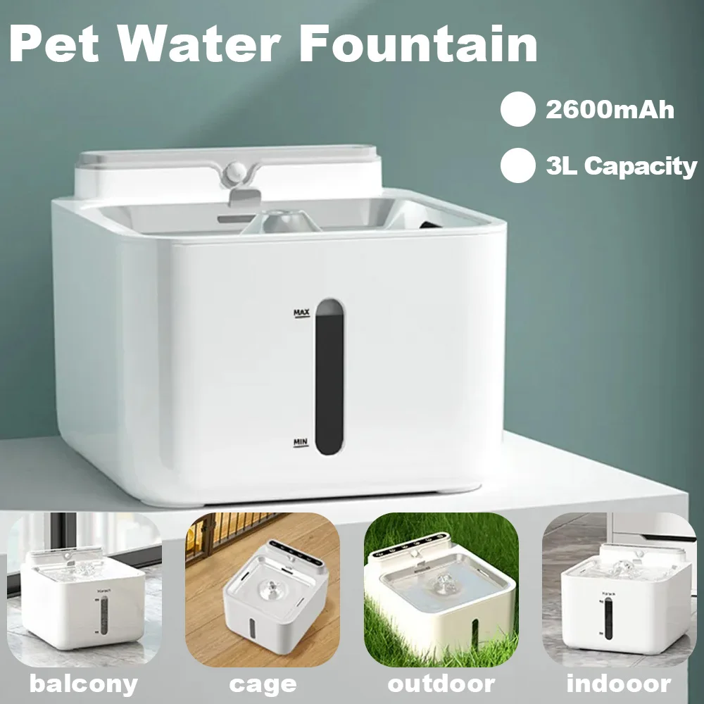 

3L Smart Automatic Wireless Cat Water Fountain Rechargeable Dog Water Dispenser Bowl Pet Water Drinker Auto Feeder Cat Accessory