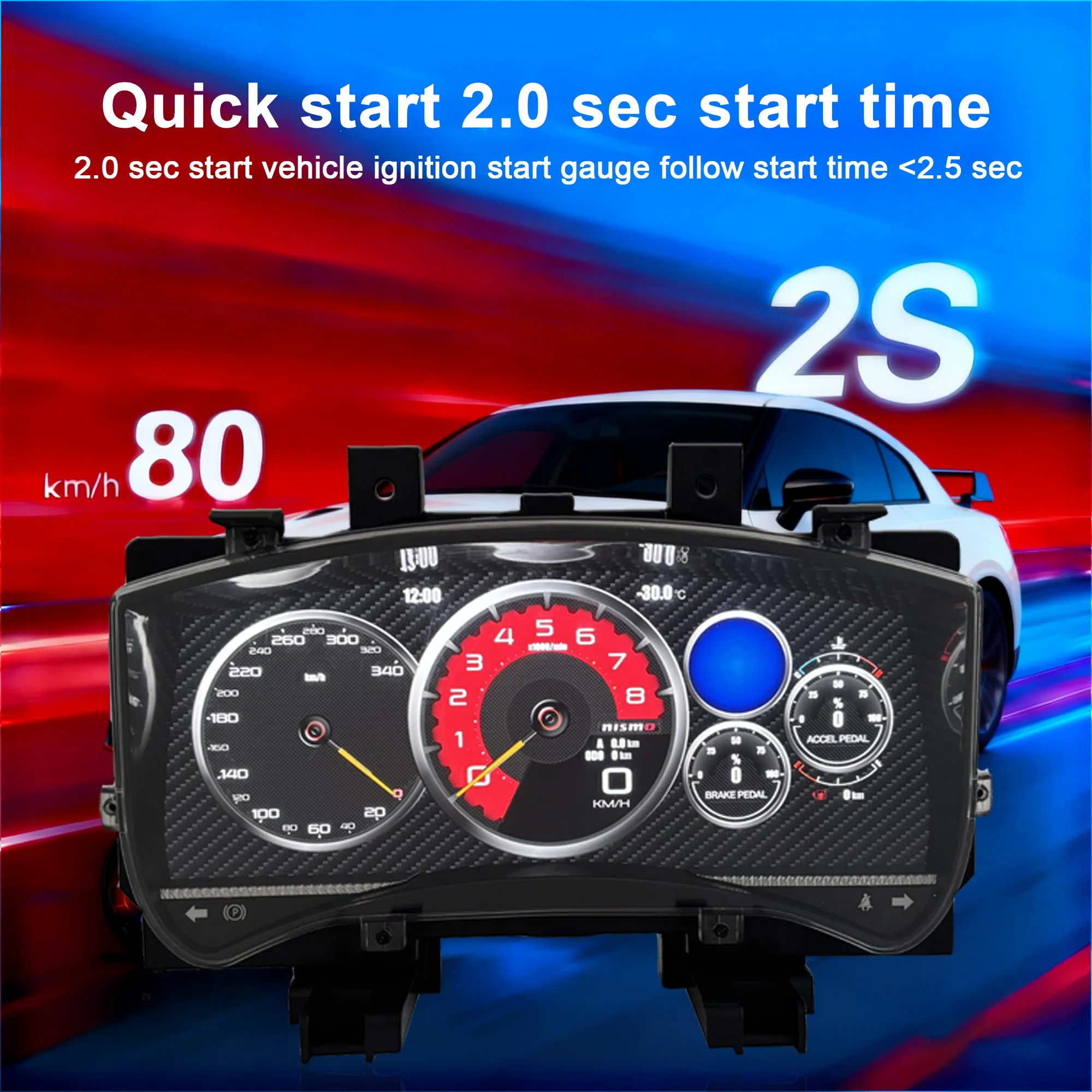 Pantalla de grupo de instrumentos digitales adecuada para Nissan GT-R 2009-2017, actualización de velocímetro, tablero, Panel, Gaug, cabina Virtual 6