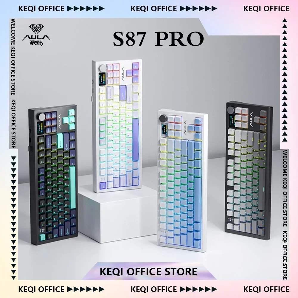 Aula S87pro 무선 기계식 키보드 RGB 3 모드 핫 스왑 가능 가스켓 전자 스포츠 게임용 키보드 맞춤형 PC 액세서리 선물