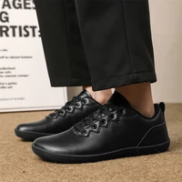 Oiaano Unisex Wide Toe Man Leather Black Shoes Woman Barefoot Leisure Sneaker Platform Zero Drop Light Breathable Working - Image 2