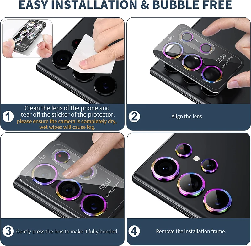 Kameraobjektiv-Schutzhülle aus gehärtetem Glas für Samsung Galaxy S22 Ultra S23 Plus S22ultra S23ultra S23Plus 5G, Metallringabdeckung_voghion.com