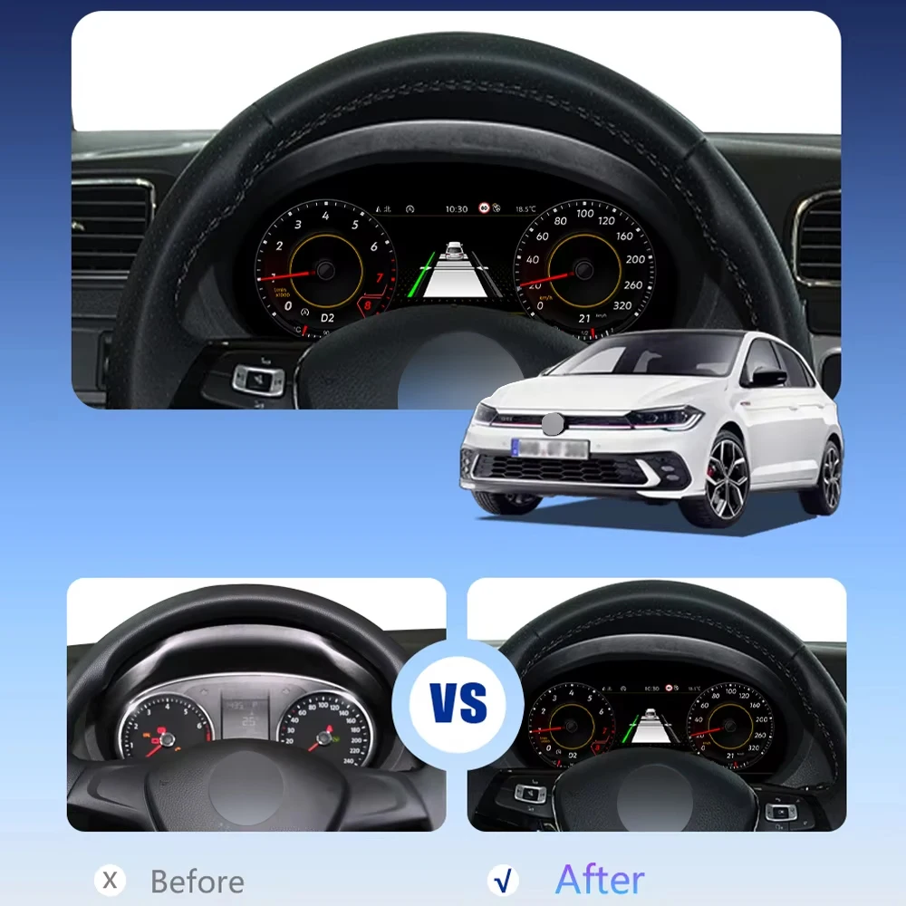 Wowuseful 10,25 Lcd tablero Digital Cluster para VW Scirocco 2004-2016 Paneel Cockpit reproductor Android mapas navegación Radio 6