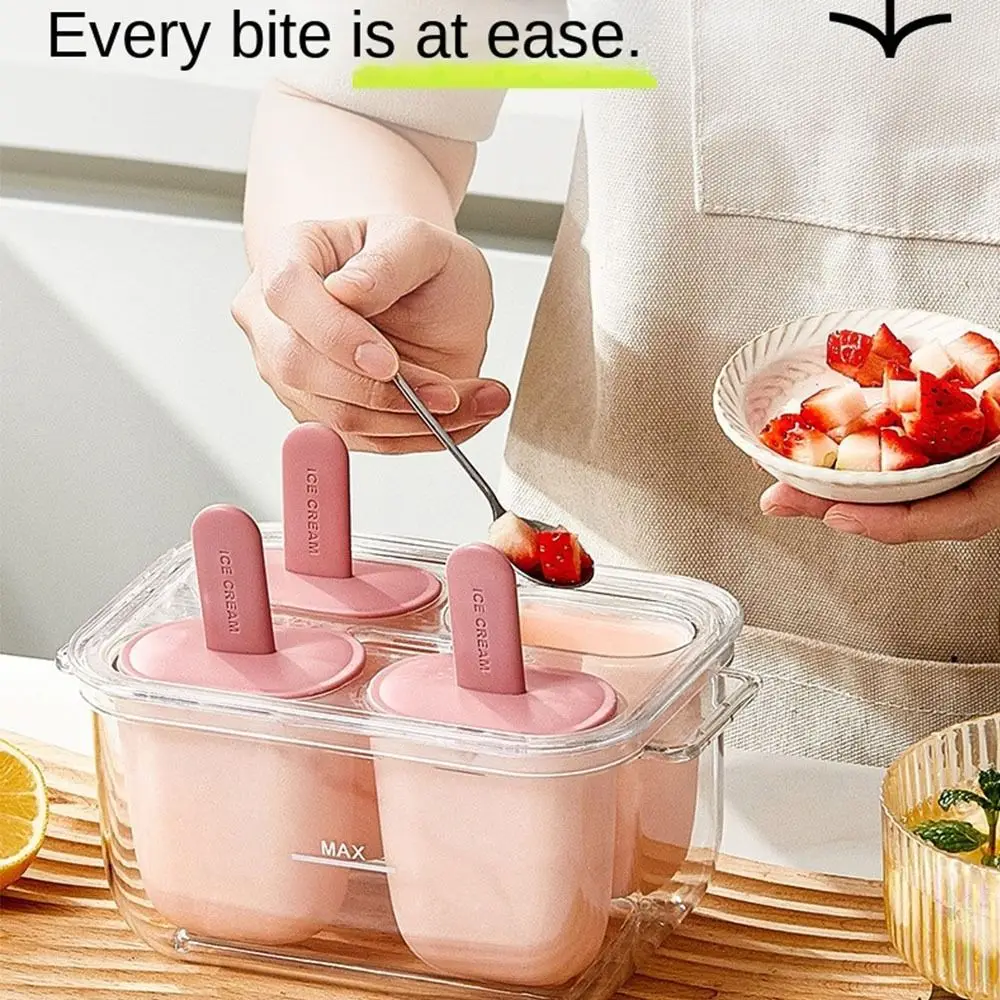Jelly Ice Mold Easy to Demold Ice Cream Mold Set with Stick DIY Cream Maker Food-Grade Handmade Popsicle Molds Kids