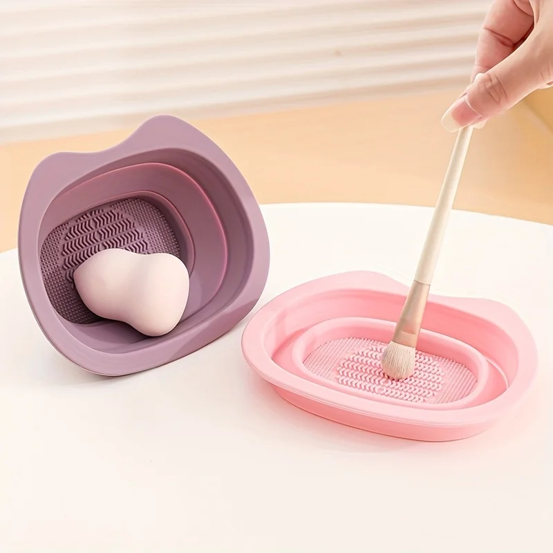 Multi Functional Foldable Silicone Brush Bowl Cleaning Pad Suitable for Easy Cleaning of Makeup Egg Puffs and Brushes