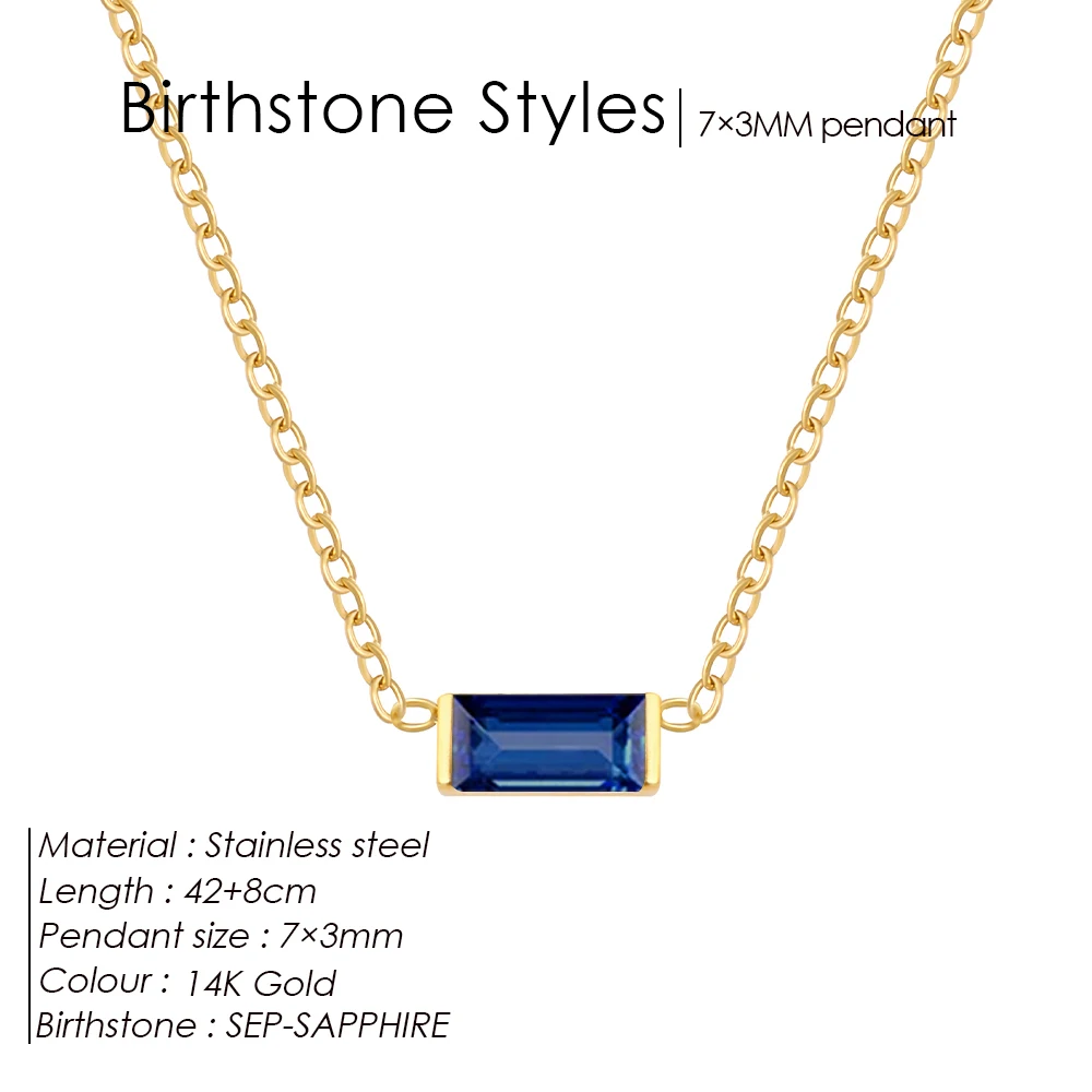 Bunte Zirkonia-Anhänger aus Edelstahl für Damen, hochwertige 12-Monats-Geburtsstein-Halskette für Damen, Geburtstagsgeschenk, Schmuck – Detail 17