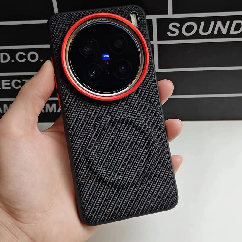 Magnetic Wireless Charging Woven Faux Leather Phone Case
