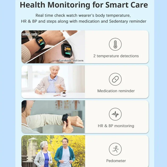 Smart GPS Tracker Watch GPS Bracelet Video Call For Old People One-click help Suppout fall alarm Built-in 600mAh battery RF-V52 4