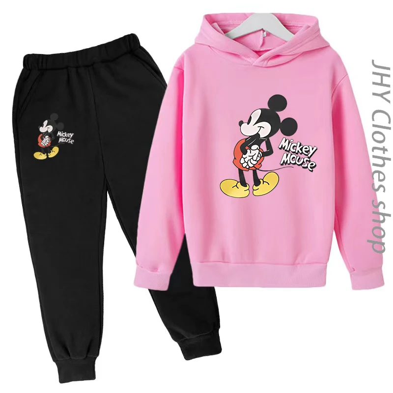 

Kids Hoodie Disney Mouse Mickey Minnie Girls Boys Baby Coat Top/Pants 2P Pullover Tracksuit Cute Charming Beautiful Casual Set