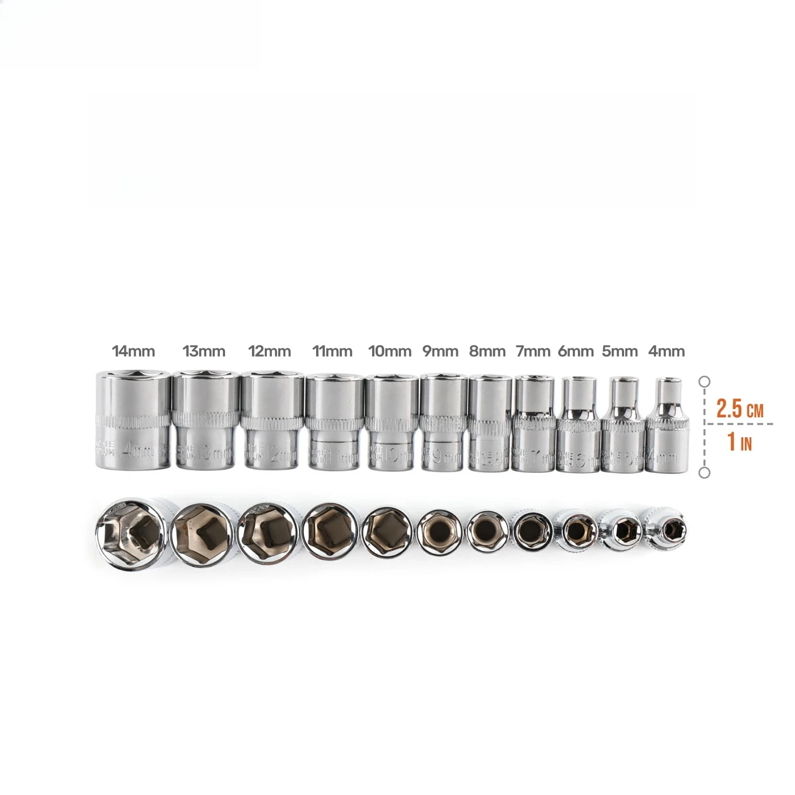 1/4 Drive Inch Ratchet Wrench Socket Head Sleeve Double End Hand Tools 4 4.5 5 5.5 6 6.5 7 8 9 10 11 12 13 14mm
