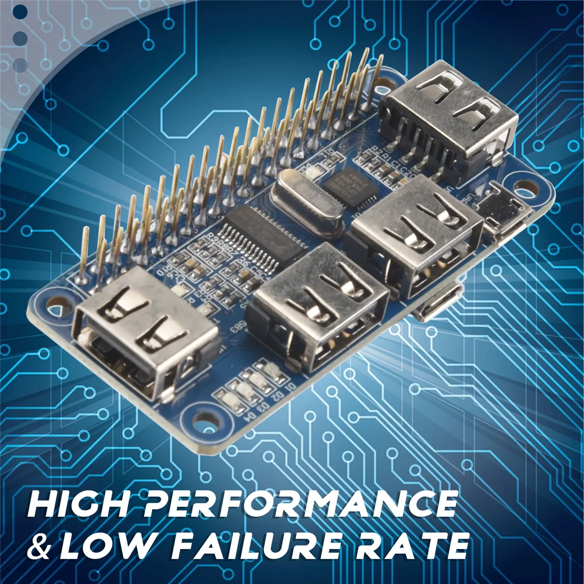 A64I 4포트 USB 허브 HAT (3/2/Zero W 확장 보드용) USB-UART 변환, 시리얼 디버깅 지원, USB2.0/1.1 호환